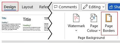 Design Page Borders option in Word